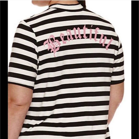 2/$25 🚨 Ashley Nell Tipton 1X Beautiful Graphic Rose Crewneck Striped T-Shirt - Picture 3 of 7